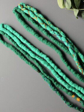 Green Merino Wool Clip In Dreadlocks Extensions Handmade Miss Violet Lace